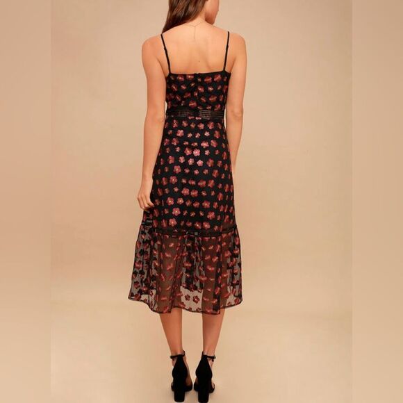 Jack by BB Dakota Magic Hour Black Embroidered Midi Dress Size 8 - Picture 3 of 13